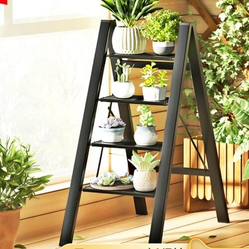 Sale Ultra-thin Multifunctional Folding Ladder Household Herringbone Ladder Indoor Thick Aluminum Alloy Rack Three Step Ladder