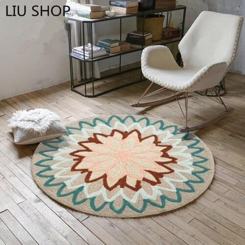 LIU Bohemia flower round carpet Nordic bedroom living room simple basket chair sofa rug parlor rug luxury fashion 90/100/120