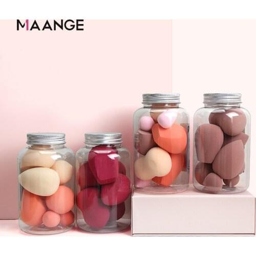 MAANGE 8 Pcs Makeup Sponge with Bottle Foundation BB Cream Puff Powder Concealer Sponge Soft Facial Wet Dry Cosmetic Beauty Tool
