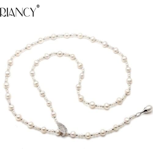 Fashion Natural Freshwater Long Pearl Necklace For Women beautiful Bohemian stye adjustable pearl Sweater chain