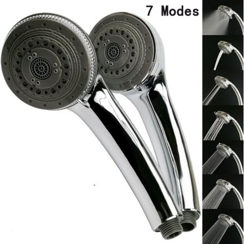 7-Modes Chrome Finished ABS Water Saving High Pressure Nozzle Handheld Showerhead For Shower System Shower Accessories Bathroom