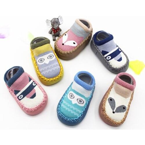 Newborn Cartoon Baby Socks Skidproof Walk Learning Toddler Socks Anti-skid PU Leather Bottom Non-Slip Baby Indoor Floor Sock