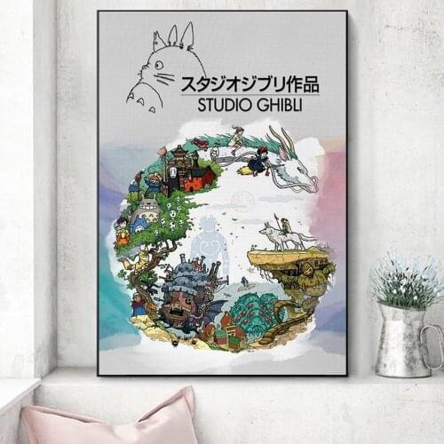 Japanese Anime Miyazaki Hayao Cartoon Poster And Prints Spirited Away Canvas Painting Decor Wall Art Picture For Living Room