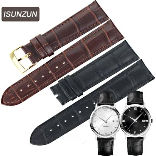 ISUNZUN 18mm 19mm 20mm Genuine Leather Watchband Black Brown watch strap For Omega DE VILLE Watchband Men/Momen Watch Bracelet
