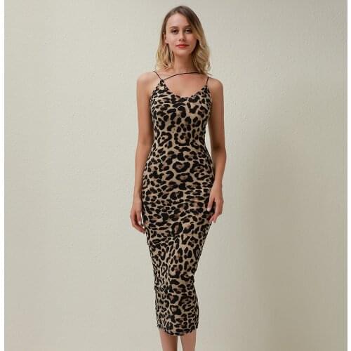 Sexy Leopard Dress Women Nightclub Bodycon Dress Autumn Long Sleeve Tight Hip Party Vestido Office Sundress Size