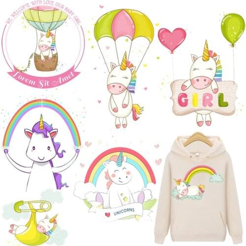 Unicorn Patches Pony Thermal Stickers on Clothes Iron-on Transfers for Clothing Thermoadhesive Patch Fabric Diy Applique for Kid