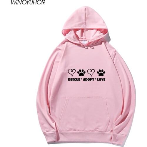 Dog Adoption Hoodies Women Long Sleeve Sweatshirt Funny Humor I Love Dogs Pet Adoption Rescue Pullvoers Harajuku Female Tops