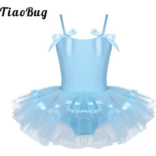 Tiaobug Child Sleeveless Bowknot Ballerina Dance Leotard Girls Gymnastics Leotard Princess Ballet Tutu Dress Kids Dance Costume