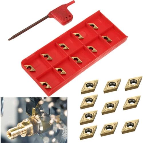 10Pcs/lot DCMT070204 US735 DCMT21.51 Carbide Inserts with Wrench for Lathe Turning Tool