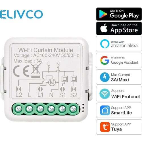 Tuya Smart WiFi Curtain Blind Switch DIY Smart Home Remote Control SmartLife APP Works With Google Assistant Alexa Voice Control