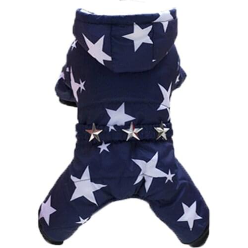 Waterproof Dog Clothes Puppy Cotton-padded Coat Fashion Star Warm Pet Dog Down Jacket Parka Doggy Ski Suit for Cold Weather