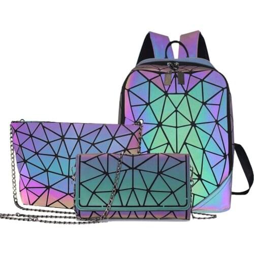 Women Backpack Geometric Bag School Bag For Teenage girls Hologram Luminous female Backpacks bao bag backpack mochila feminina