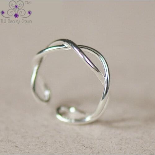 Real 925 Sterling Silver Size Adjustable Casual Female Twisted Wave Finger Tail Rings For Women Girls Body Jewelry anillos mujer