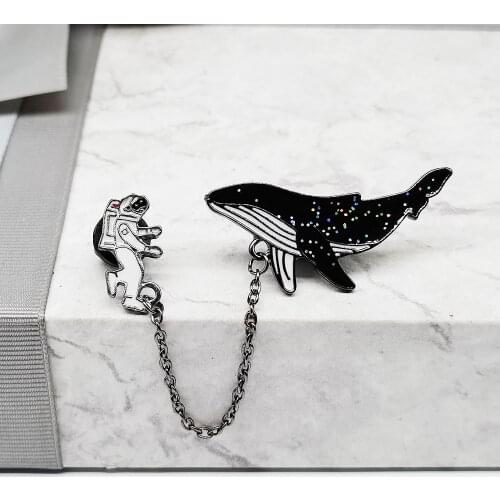 Spaceman Anime Cartoon Badge Cute Astronaut Space Whale Brooch Pin Enamel Lapel Pin Jewelry Accessories Gift For Kids/Friends