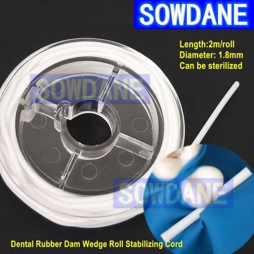 1 roll Dental Rubber Dam Stabilizing Cord Wedges Rolls Clamps Sheets Latex Elastic Wedge Line Dental Material Autoclavable
