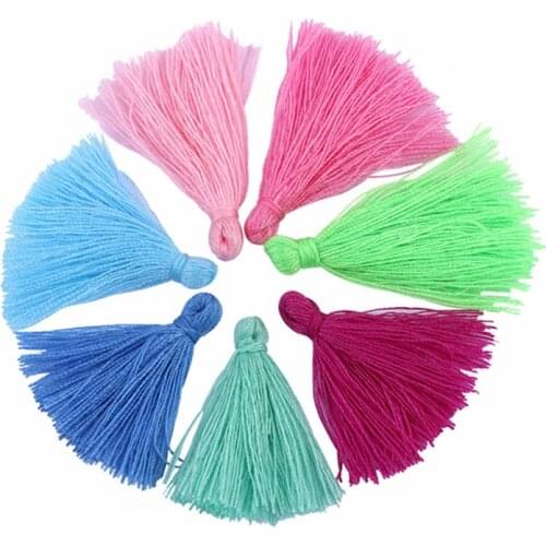 200pcs/bag 3cm 25 Colors Optional Cotton Tassels Earrings Charm Satin Tassels for DIY Jewelry Making Findings 2032