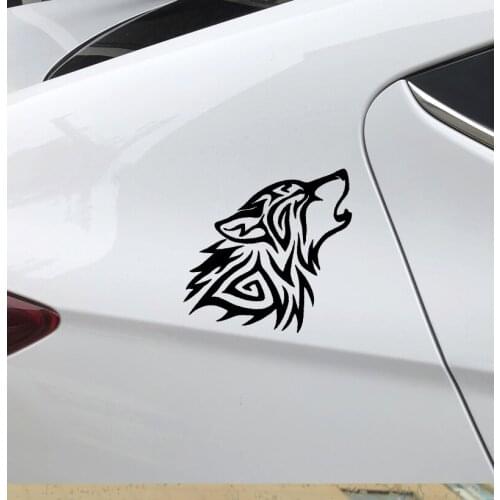 14.4CM*15.8CM The Roaring Wolf Modelling Car Sticker Vinyl Decal Black/Silver N1001