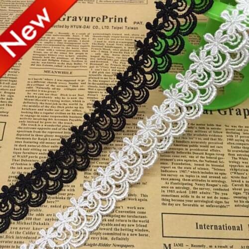 15Yards 2.7cm Width Water-Soluble Lace Trim For Sewing Bridal Dress Embroidered White Lace Ribbon Appliques Black Lace Fabric