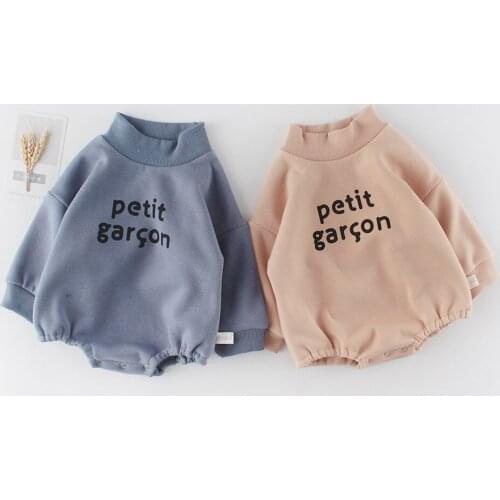 2020 Winter Newborn Baby Boys And Girls Soft And Comfortable Fabric Top Quality Sweater Letter Print Jumpsuit For Cute Kids Boys