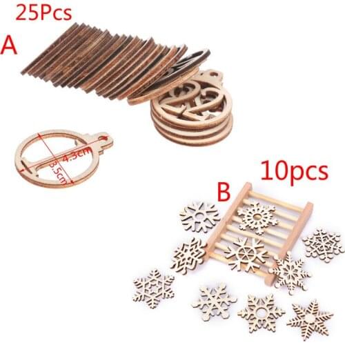25/10pcs 1-25 Wooden Advent Calendar Gift Tags Number Gift Tags Party Countdown Tags Christmas Snowflake Wood Slice Decoration