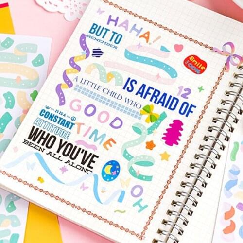 3Sheets/Pack Album Diary Colorful Ribbon Stickers DIY Material Scrapbooking Self Adhesive