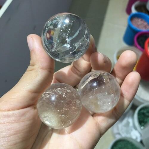 3pcs energy crystal cute size natural stones and minerals clear quartz ball healing crystals sphere remove negative energy