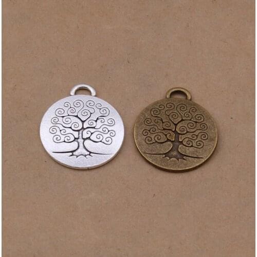 30pcs/lot Antique Bronze Tree of Life Round Charm Diy Jewelry Accessories 27*23mm