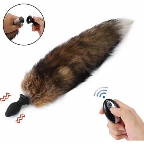 Wireless Fox Tail Anal Plug Vibrator Remote Anus Dilator Sex Toys For Woman Gay Butt Vibrating ButtPlug Erotic Adult Sexy Shop