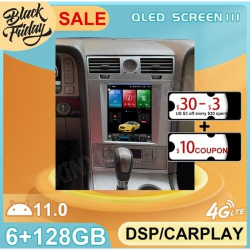 Android 11 128GB Tesla Style for Lincoln Navigator 05 09 GPS Car Navigation Multimedia Video Stereo Player Radio Carplay 2 DIN