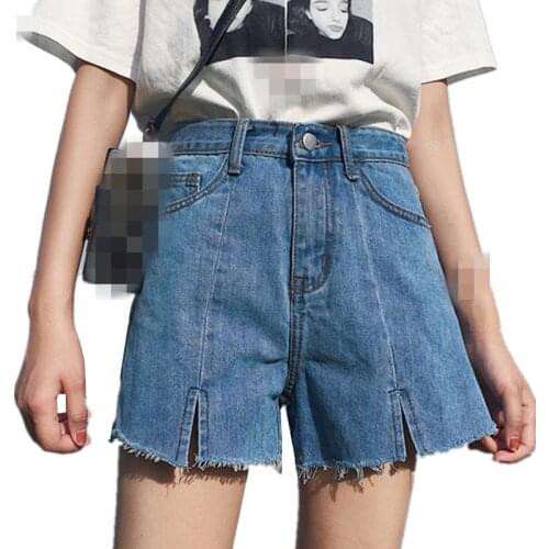 B2646 spring and summer 2020 New Korean version women fashion blue high-waisted wide leg baggy denim shorts cheap wholesale