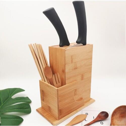 Bamboo Kitchen Knife Block Holds Scissor Slot Storage Rack Wooden Kitchen Multifunctional Accessories Organizer Tool New