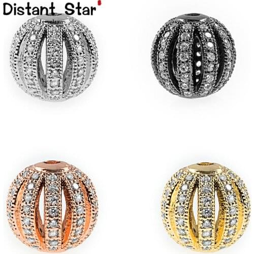 11mm Diameter Ball Exquisite Brass Cubic Zirconia Beads Jewelry Bracelet Necklace Accessories Diy Jewelry Making Hole Finding