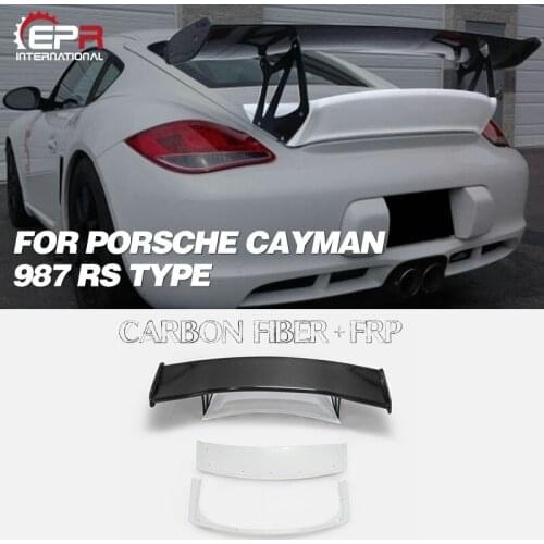 Portion Carbon Fiber Rear Trunk Wing Lip for Porsche Cayman 987 RS Type PCF Blade and end cap GT Spoiler Aero Trim 8Pcs Body Kit