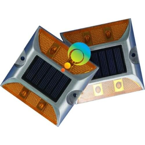 Dual sides yellow flashing LED solar road stud 3M reflector warning road signs construction