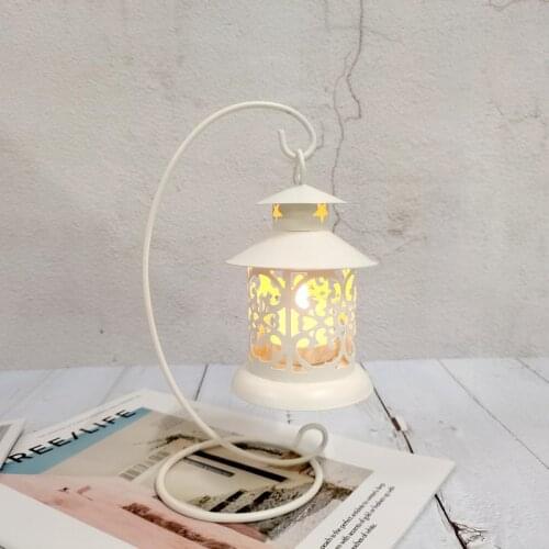 European-style Hollow Wrought Iron Moroccan Hanging Wind Lamp Candlestick Retro Wedding Home Creative Crafts Ornaments Decor
