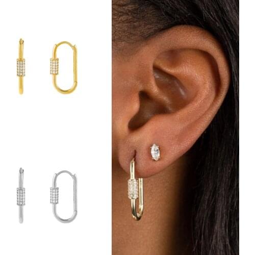 Geometric Rectangular Lock Pendientes Plata 925 Sterling Silver Earrings For Women Earrings Hoops Серьги 2021 Trend Vintage Aros