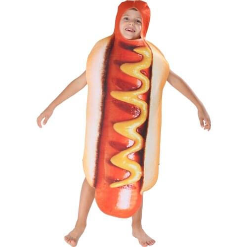Hot Dog Cosplay Halloween Costumes for Kids Boys Anime Childrens Day Birthday Gifts Party Cosplay Jumpsuit