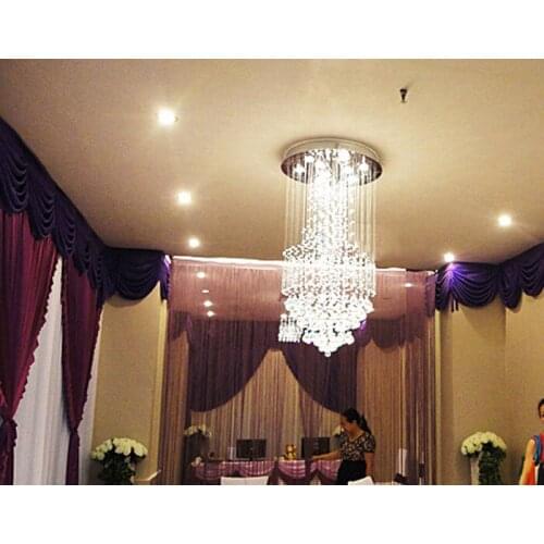 Shop crystal chandelier simple wedding shop crystal lamp villa luxury crystal lamp double staircase lamp long chandelier