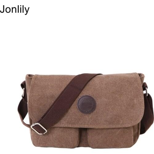 Jonlily Mens Shoulder Bags Canvas Messenger Crossbody Bag Male Commuter Bags Casual City Daybag Teens Daily Purse -KG368