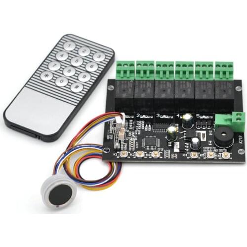 K219-A+R502-F Waterproof Small Fingerprint Module Sensor With DC12V K219-A 6 Relays Fingerprint Control Board For Access Control