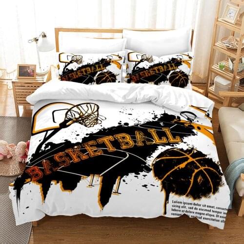 3D Printed Basketball Pattern Bedding Set Quilt Duvet Cover Pillowcases Bed Linens Set Twin Full Queen King Single Double 2-3PCS