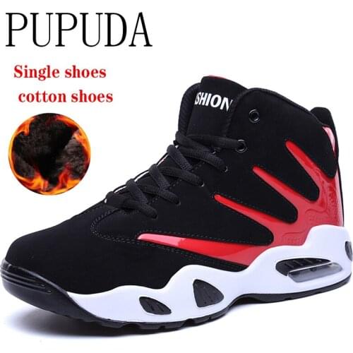 PUPUDA men sneakers winter high top basketball shoes male comfy trend snow boots men autumn classic outdoor sport cotton shoes
