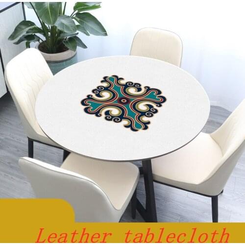 PU Leather round tablecloth Waterproof table mat European retro table Decor cover custom made wooden round table protector