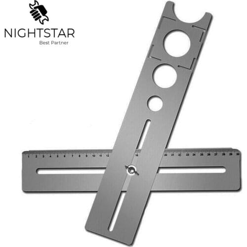 Stainless Steel Ceramic Tile Hole Locator Ruler Adjustable Punching Hand Tool for House Decorated Work Multi-Functional Ruler