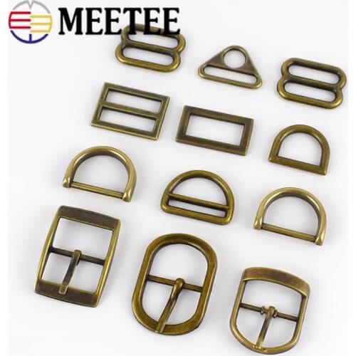 Meetee 4Pc 25mm Brass Metal O D Ring Square Pin Buckle for Webbing Bra Handbag Luggage Shoes Hardware DIY Button Decor Accessory
