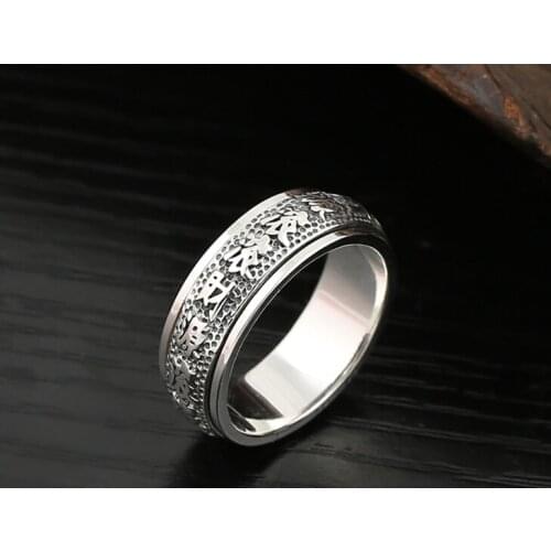 Fashionable 925 sterling silver simple money rolling rings mens and womens rings Tibetan Silver Lucky gifts