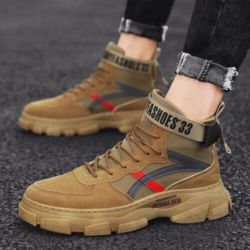 Fashion High Quality Winter Mens Martin Boots High Top Lace Up Round Toe Mens Desert Boots Winter Boots Men Chaussure Homme