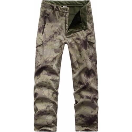 Mens Outdoor Water Repellent Windproof Softshell Fleece Lined Cargo Snow Hiking Pants