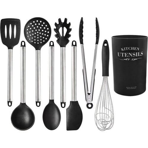 8pc Set Silicone and stainless steel Cooking Utensils for Modern Cooking and Serving, Serving Utensils