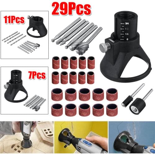 7/11/29Pcs Rotary Multi-Tool Electric Grinder Locator Drill Holder HSS Router Drill Bits Setrotary Horn Cap Drill Set
